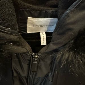 BCBGeneration black size small coat with fur hood